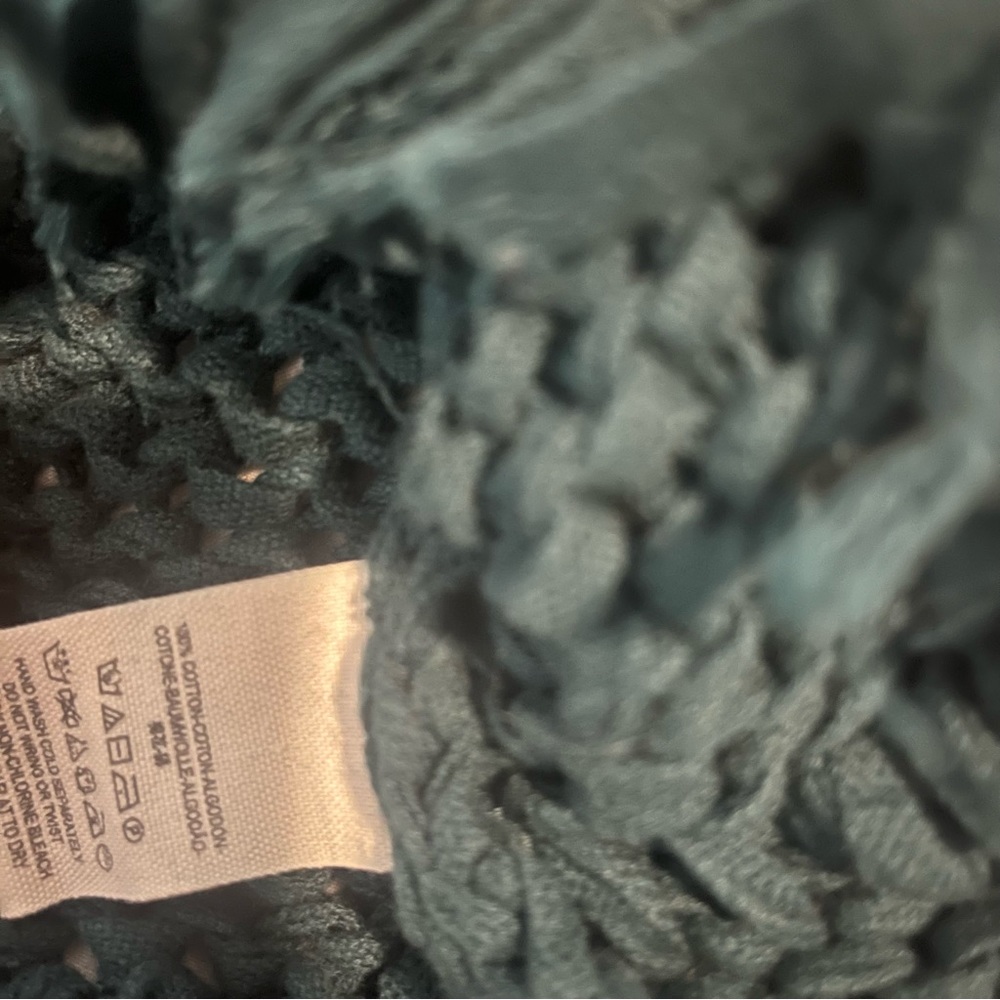 Free People Crochet Fringe Emerald Green Crop Sweater XS - Picture 8 of 15